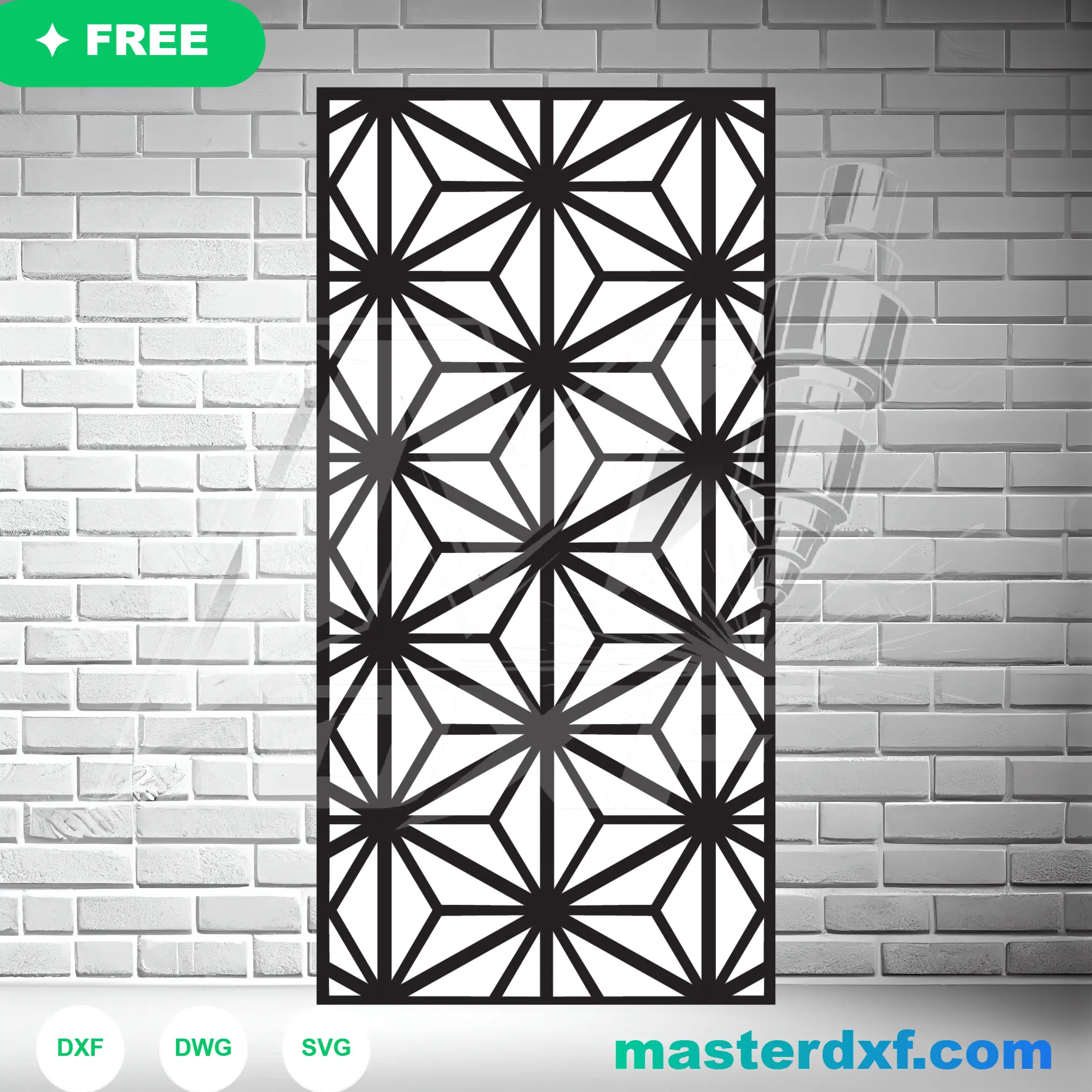 Japanese Asanoha Starburst Privacy Screen Vector for CNC Milling DXF File